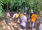 Bhabinkamtibmas Desa Paok Pampang Bersama Pemdes dan Warga Gotong Royong Bangun Jalan